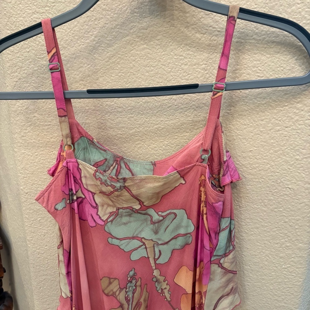 Vintage JAMS WORLD Women Tiered Batik Hibiscus Pink Floral Dress Size Small - Picture 6 of 8